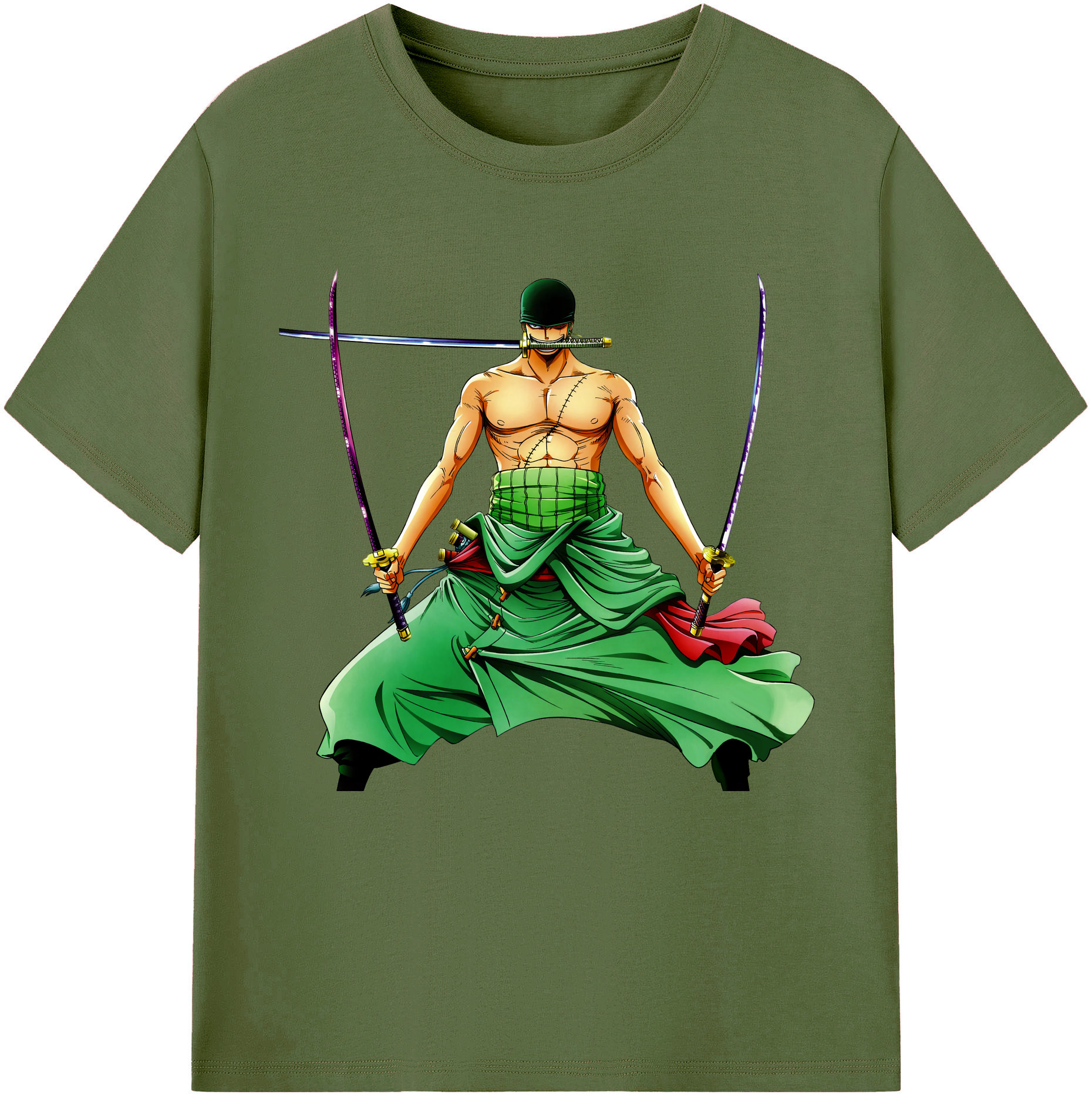 ワンピース ロロノア・ゾロ ONE PIECE Roronoa Zoro 綿100％半袖Tシャツ（フロントプリント）